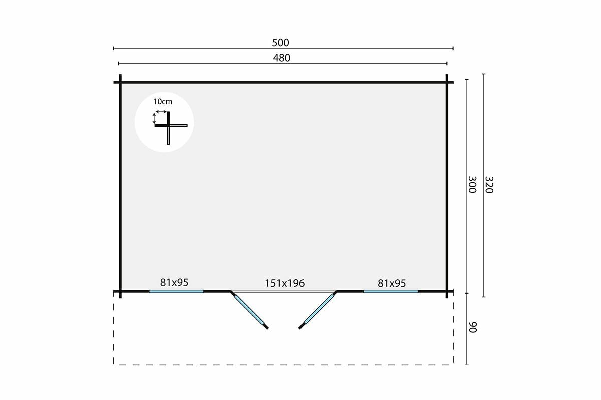 Blokhut Rika 500x320 cm