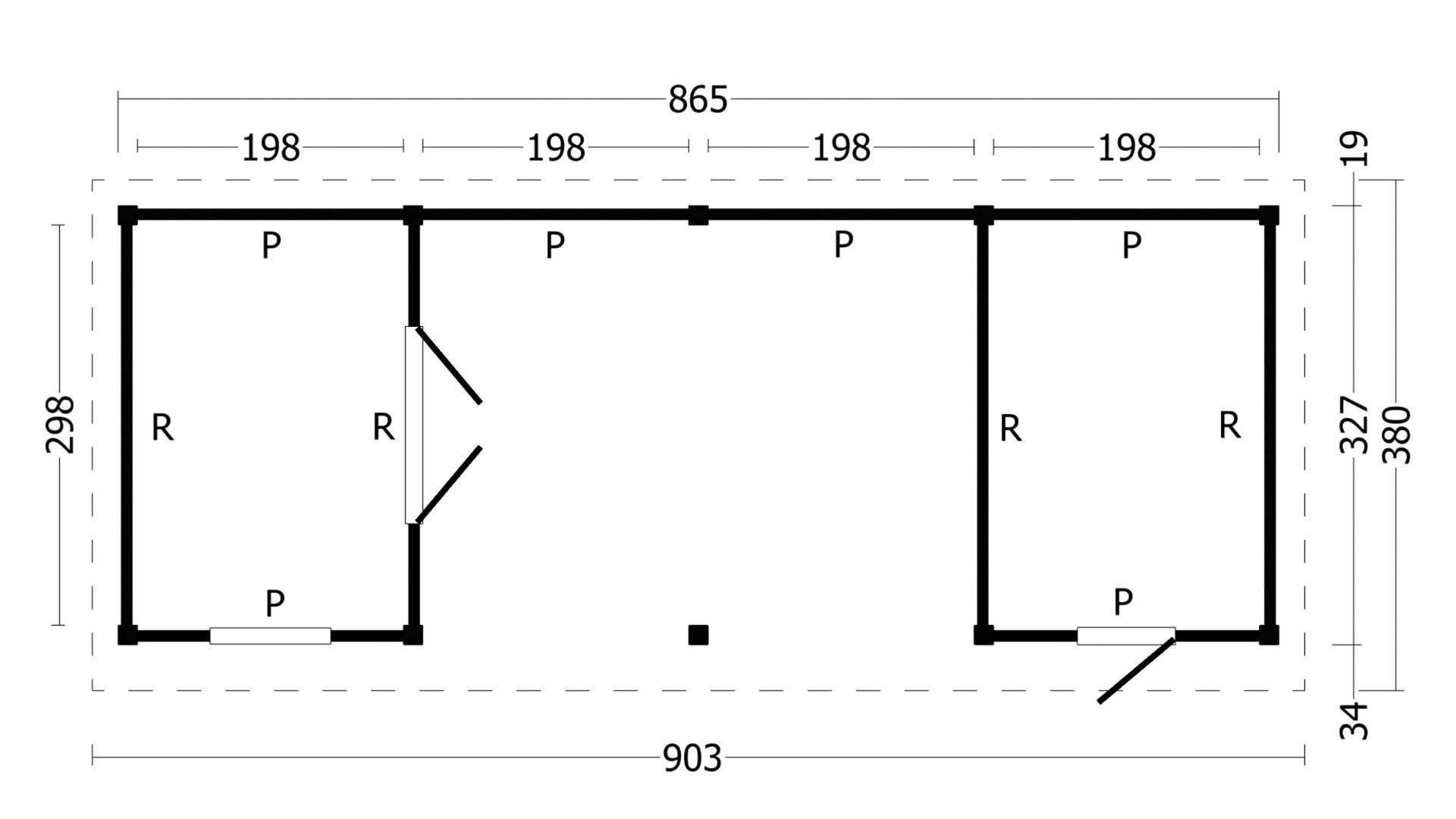 Overkapping plat dak Oslo L &ndash; Type 12 zwarte wanden