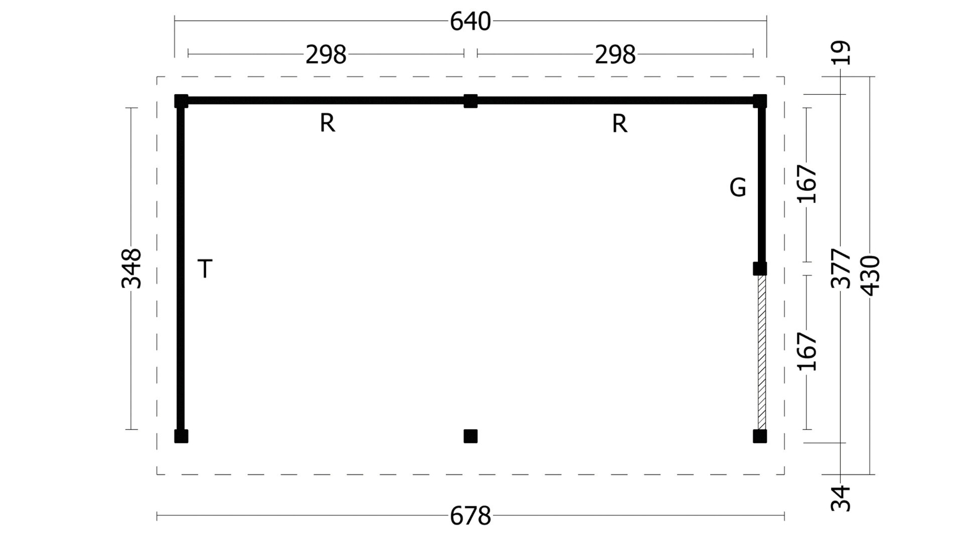 Overkapping Plat dak Oslo XL &ndash; Type 3 zwarte wanden