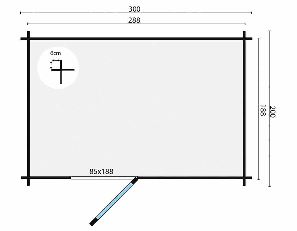 Blokhut Novalie 300 x 200 x 239 cm Wanddikte 19 mm