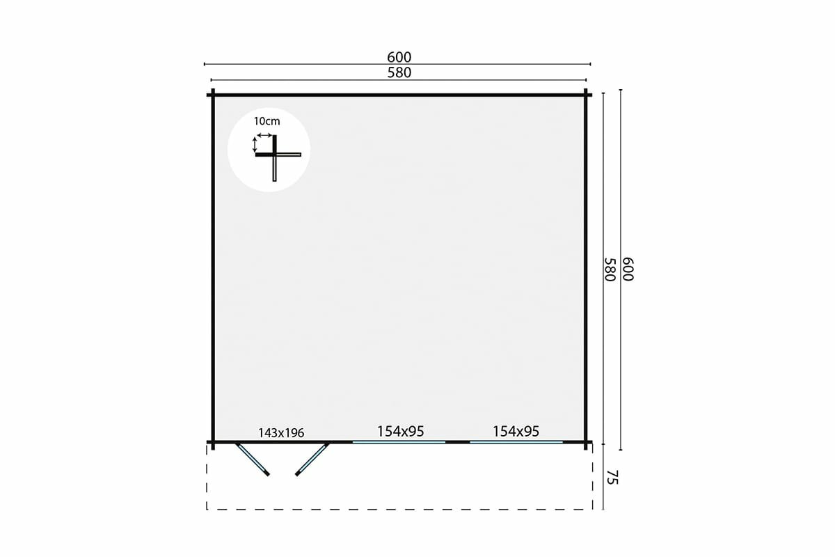 Blokhut Helle 600x600 cm