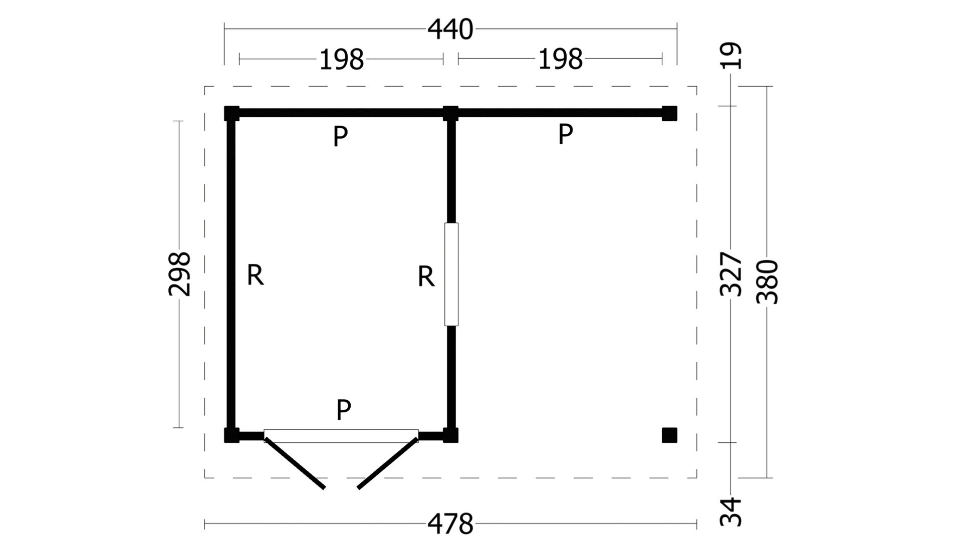 Overkapping Plat dak Oslo L &ndash; Type 4 zwart