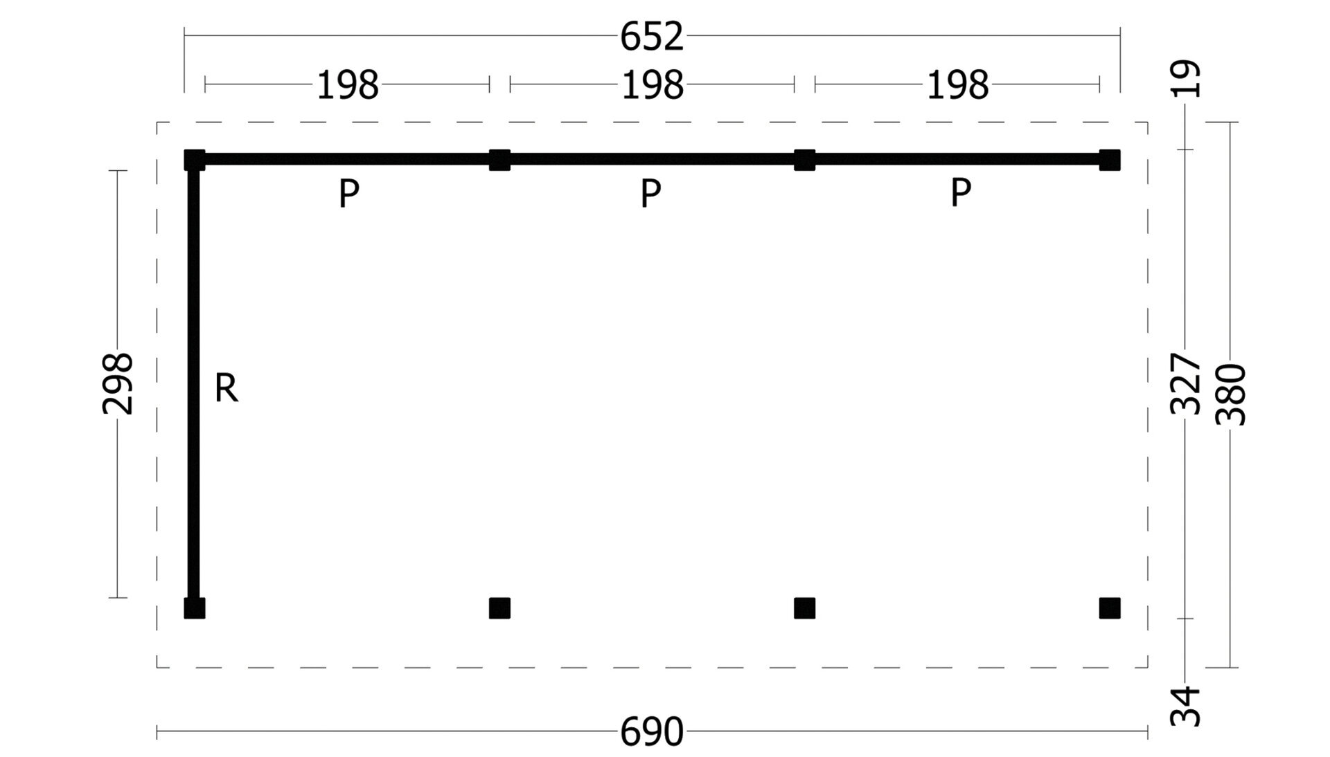 Overkapping Plat dak Oslo L &ndash; Type 6