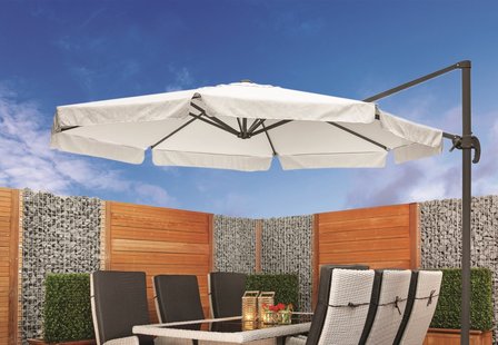 Oefening achterlijk persoon Il Witte zweefparasol 350 x 350 rond - Countrywood