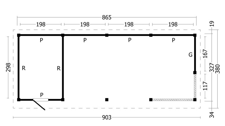 Overkapping Plat dak Oslo L &ndash; Type 10 zwarte wanden