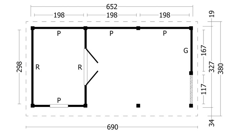 Overkapping Plat dak Oslo L &ndash; Type 8 zwart