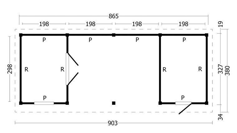 Overkapping plat dak Oslo L &ndash; Type 12 zwarte wanden