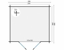 Blokhut Mila 290 x 260 x 222 cm Wanddikte 28 mm