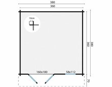 Blokhut Ulrik 380x380 cm + luifel 70 cm