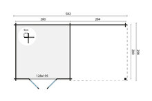 Blokhut Hasse 300x300 cm + zijluifel 300 cm