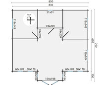 Blokhut Mullingar 850 x 790 x 317 cm Wanddikte 70 mm